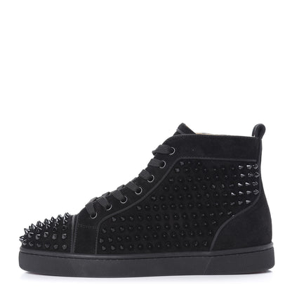 Christian Louboutin Veau Velours Mens Louis Spikes Flat Sneakers 39.5 Black 1 of 8