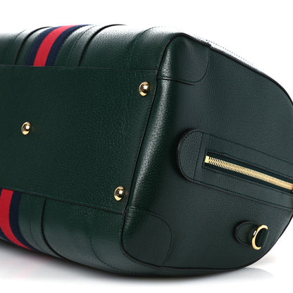 Gucci Textured Dollar Calfskin Web Medium Savoy Duffle Bag Green 9 of 10