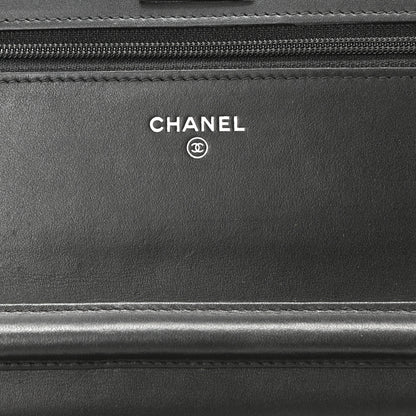 Chanel Aged Calfskin Chevron Quilted Reissue Wallet On Chain WOC So Black 6 of 11