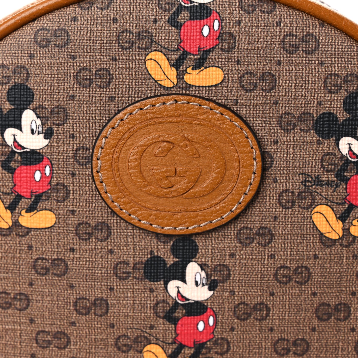 X DISNEY Mini Vintage GG Supreme Monogram Mickey Mouse Round Backpack Beige Vintage Sun Oil