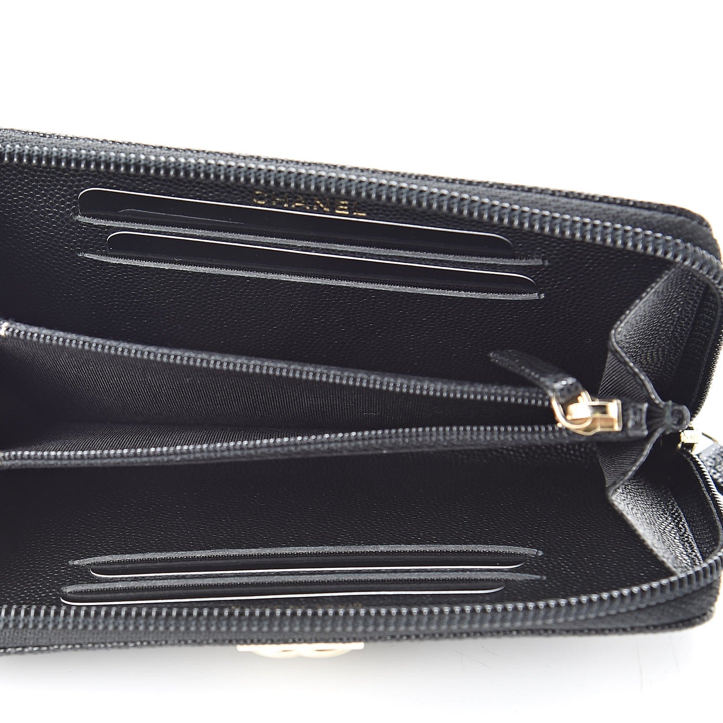 Caviar Quilted Small Boy Zip Around Wallet Black