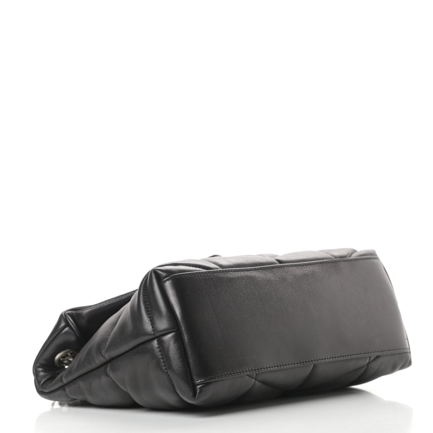 Lambskin Quilted Small Loulou Puffer Monogram Chain Satchel Black