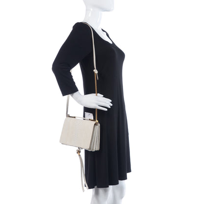 Stella McCartney Alter Snake Embossed Small Flo Shoulder Bag Ivory 2 of 11