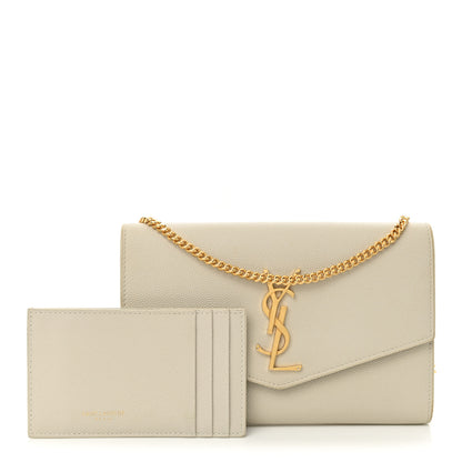 Saint Laurent Grain De Poudre Monogram Uptown Chain Wallet Crema Soft 3 of 16