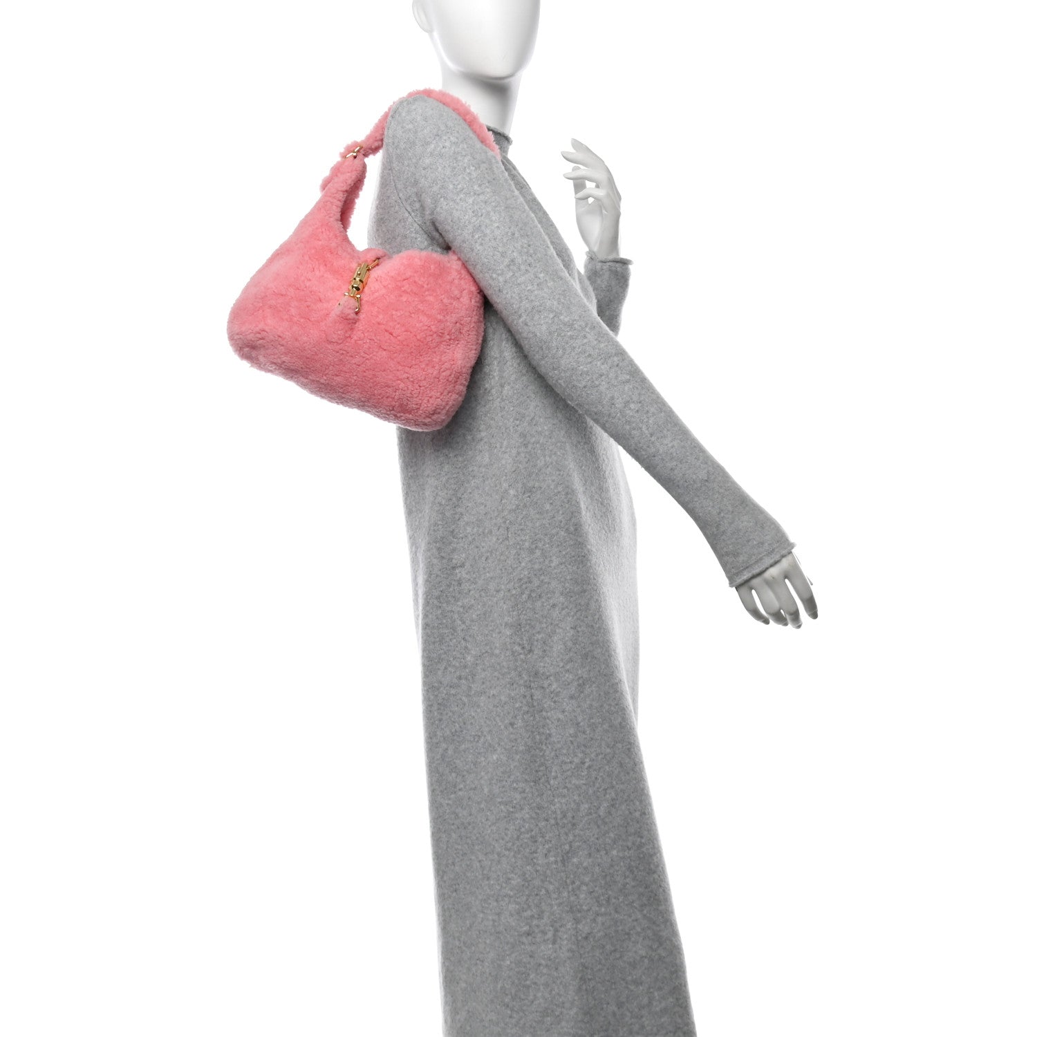 Gucci Shearling Small Jackie 1961 Shoulder Bag Lotus Pink 2 of 10