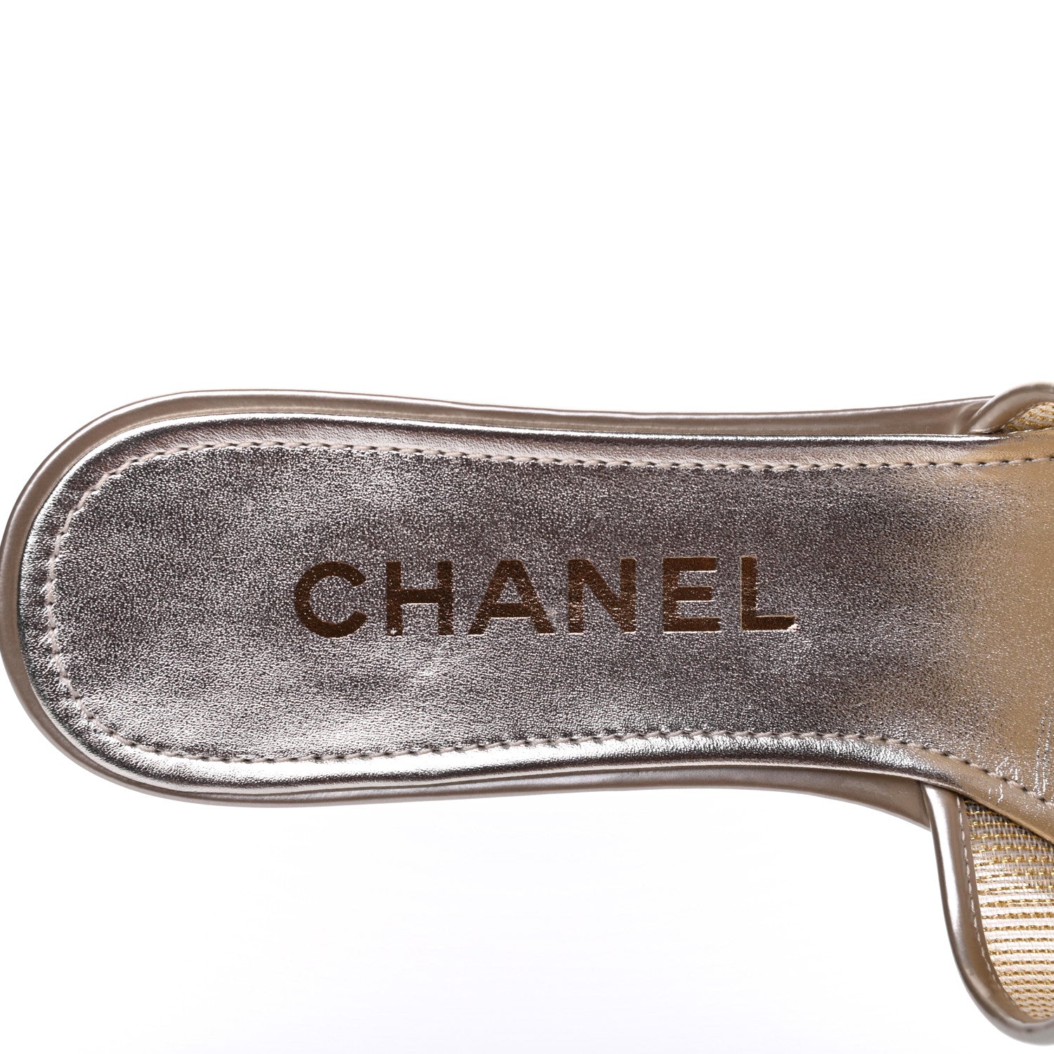 Chanel Glitter Mesh Patent Calfskin CC Sandal Mule 37 Gold 7 of 11