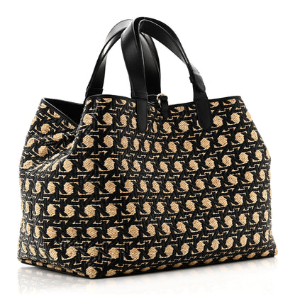 Christian Dior Raffia Calfskin Cannage Large Toujours Black Beige 4 of 11