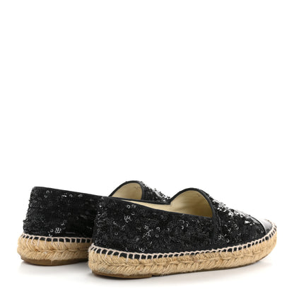 Chanel Patent Sequin CC Espadrilles 37 Black 9 of 18
