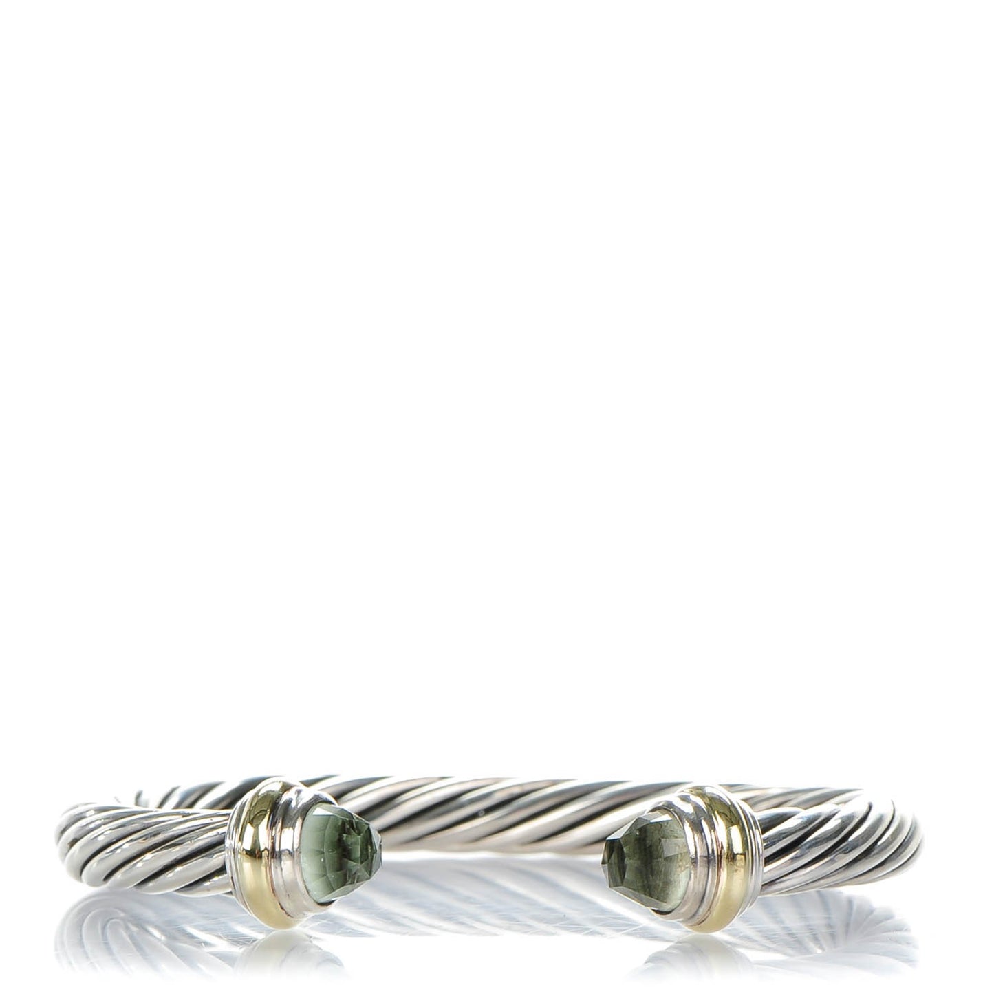 Sterling Silver 14K Yellow Gold Prasiolite 7mm Cable Classics Bracelet