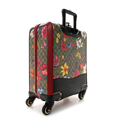 Gucci GG Supreme Monogram Tian Carry On Trolley Beige Multicolor Hibiscus Red 2 of 10