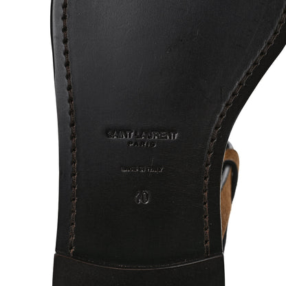 Saint Laurent Suede Cassandra Monogram Sandals 40 Brown 6 of 8