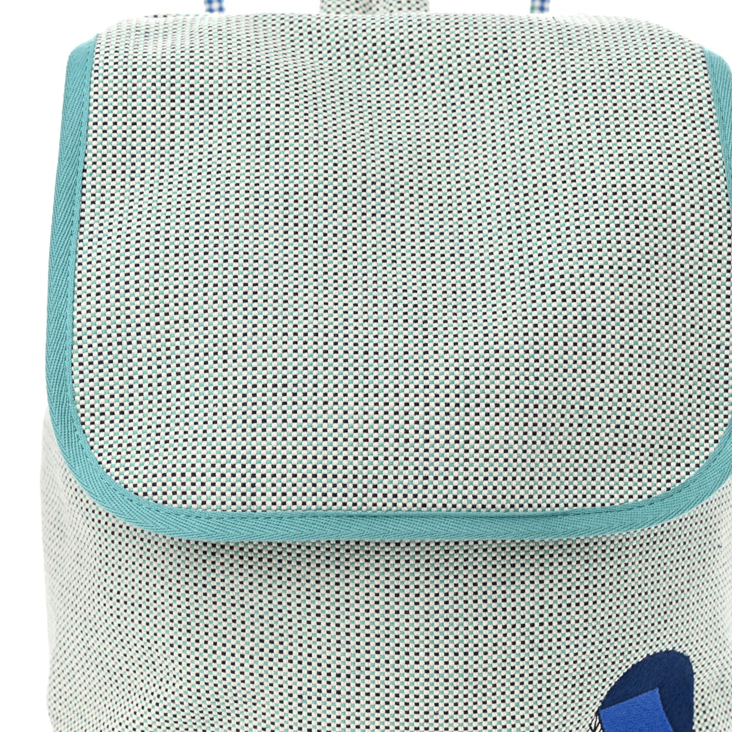 H Canvas Embroidered Les Cabanes Backpack Marine Menthe