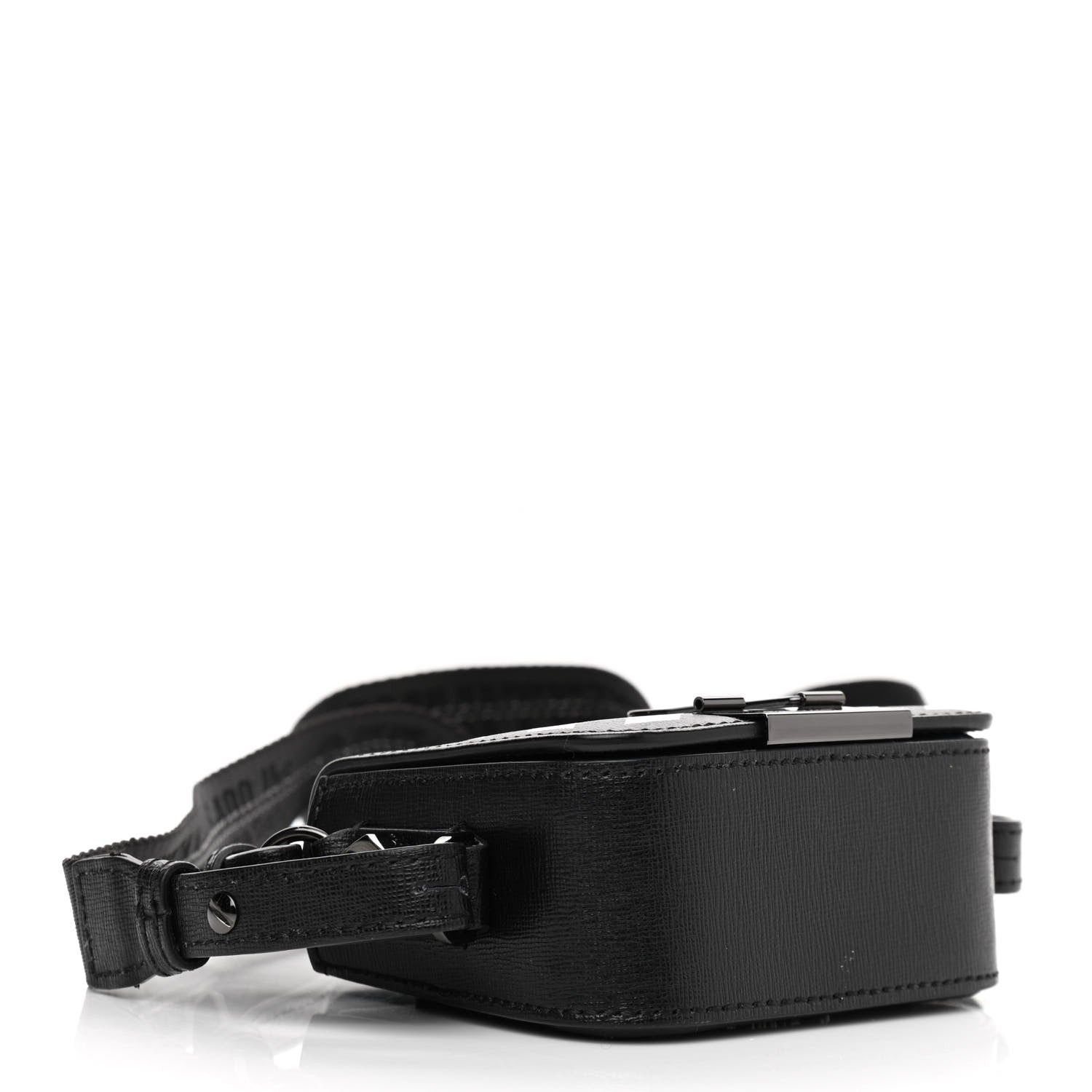 Off-White Saffiano Striped Baby Flap Black White 4 of 13
