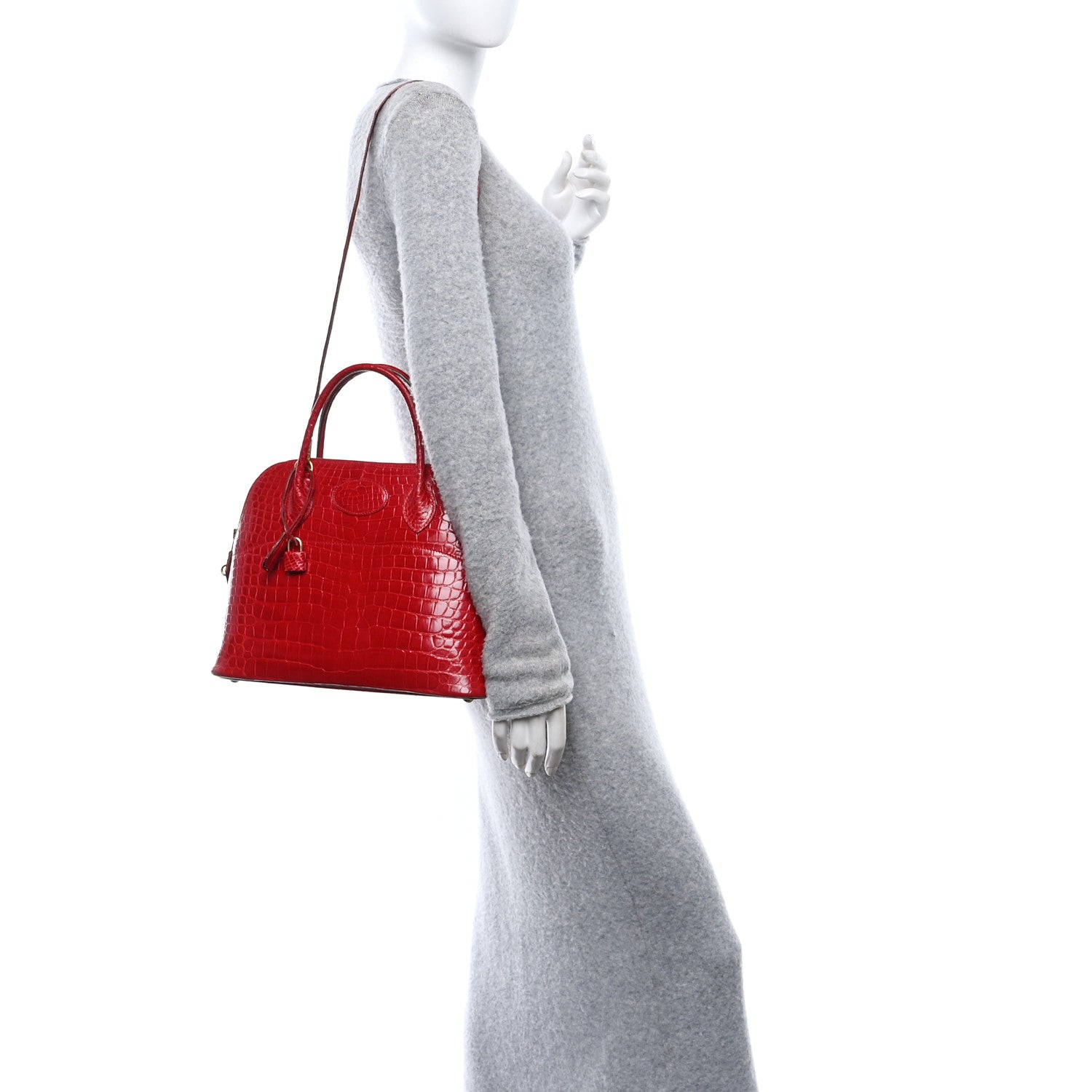 Hermes Shiny Porosus Crocodile Bolide 31 Rouge Vif 2 of 10