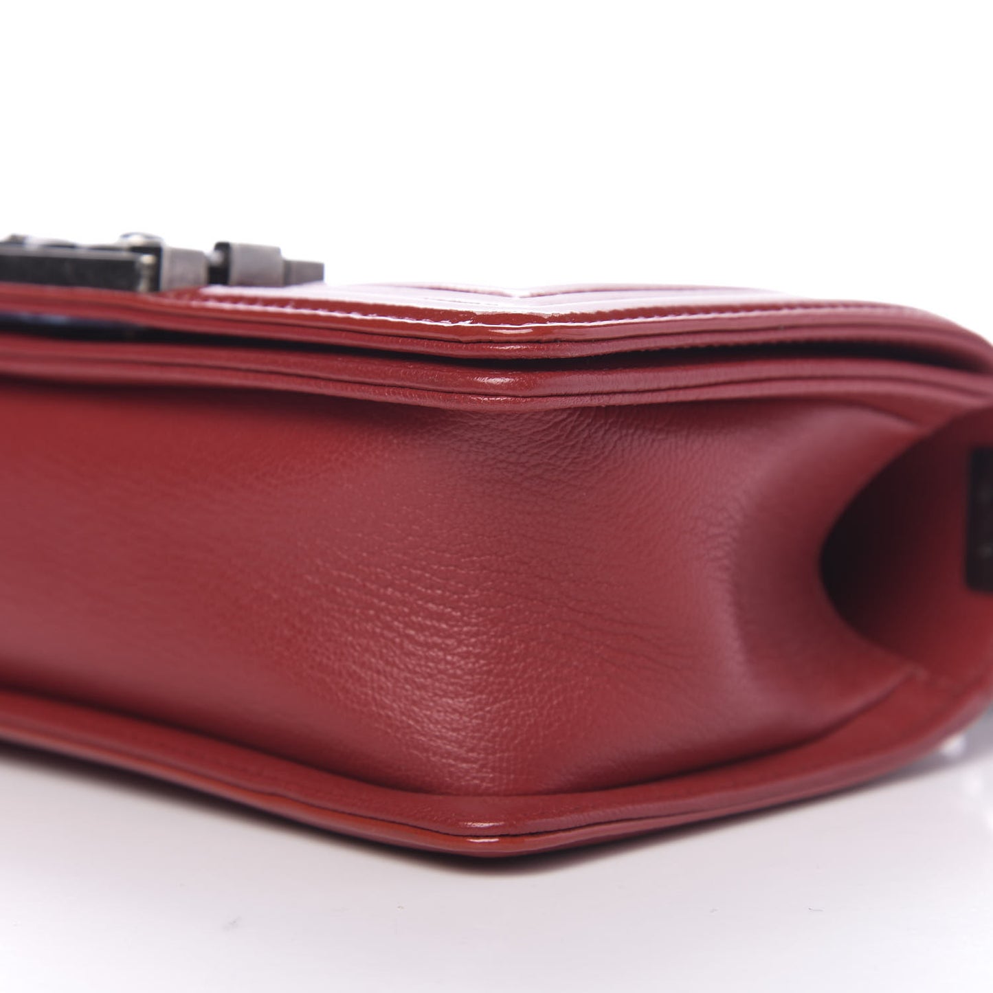 Goatskin Quilted Patent Small Duo Boy Flap Red