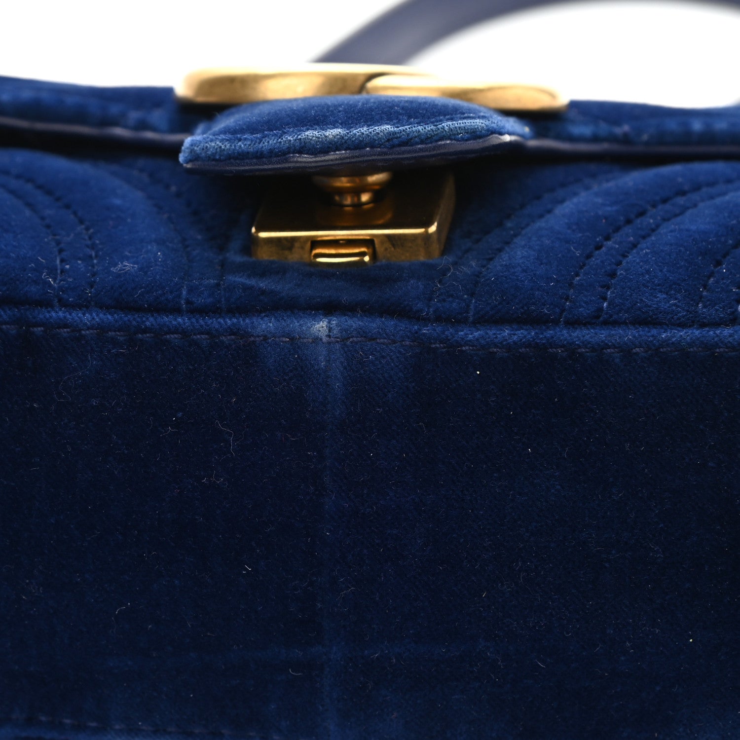 Gucci Velvet Matelasse Mini GG Marmont Shoulder Bag Cobalt Blue 12 of 12