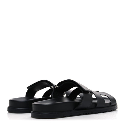 Hermes Calfskin Womens Chypre Sandals 37.5 Black 5 of 10