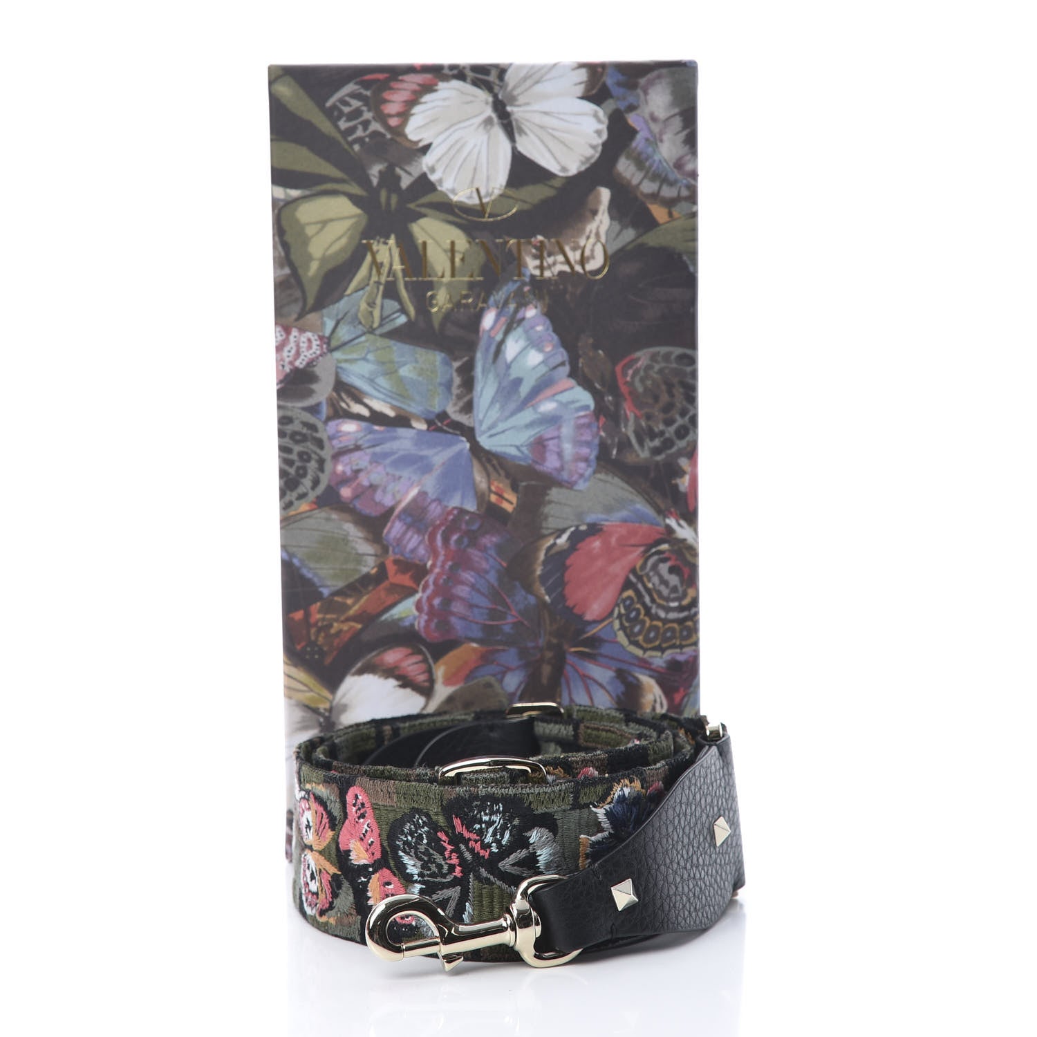 Valentino Garavani Canvas Camubutterfly Rockstud Guitar Strap Multicolor 4 of 4