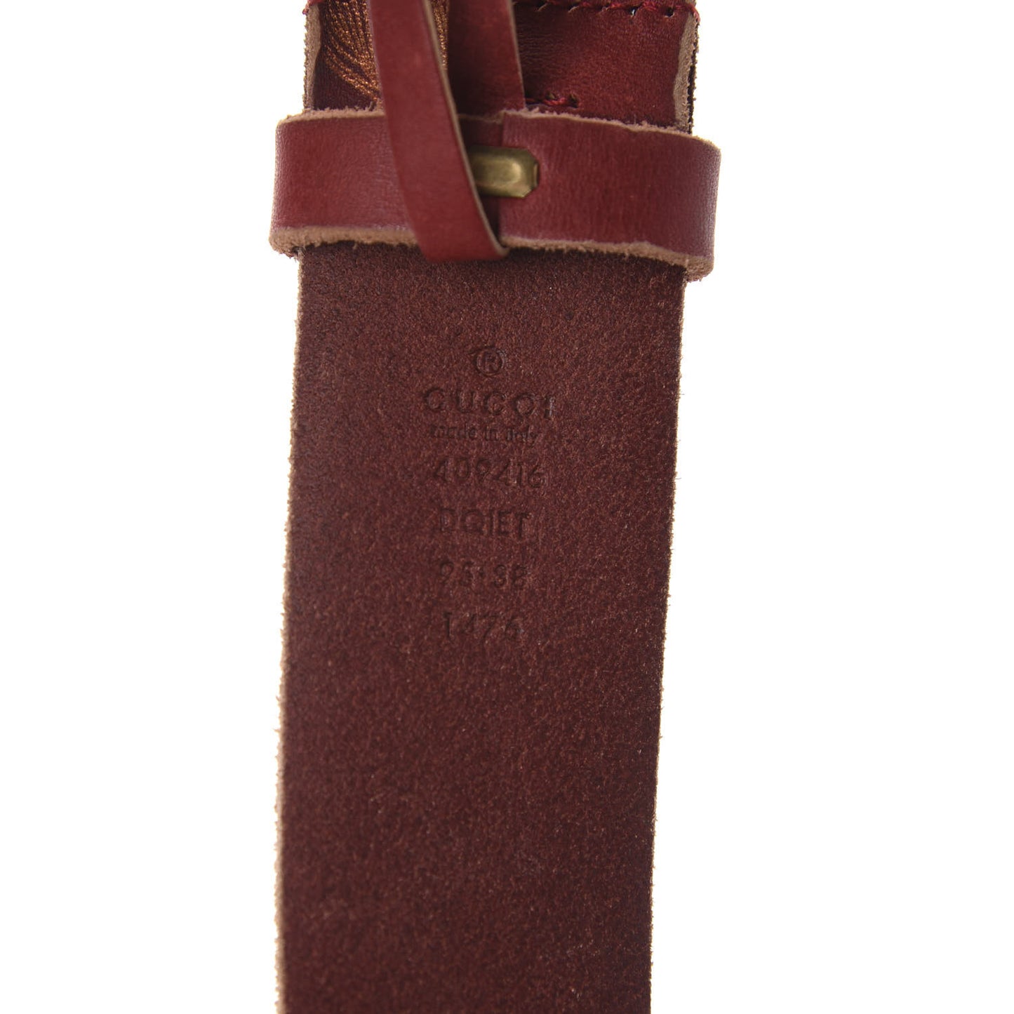 Faded Calfskin Leaf Print Double G 40mm Belt 95 38 Hibiscus Red Gold