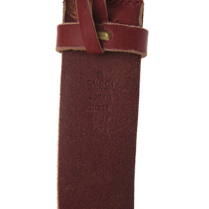 Gucci Faded Calfskin Leaf Print Double G 40mm Belt 95 38 Hibiscus Red Gold 4 of 7