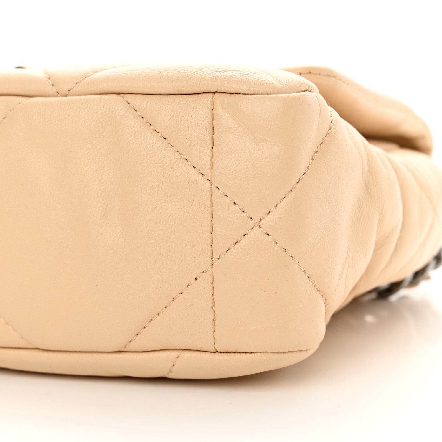 Chanel Shiny Goatskin Quilted Medium Chanel 19 Flap Beige 10 of 10