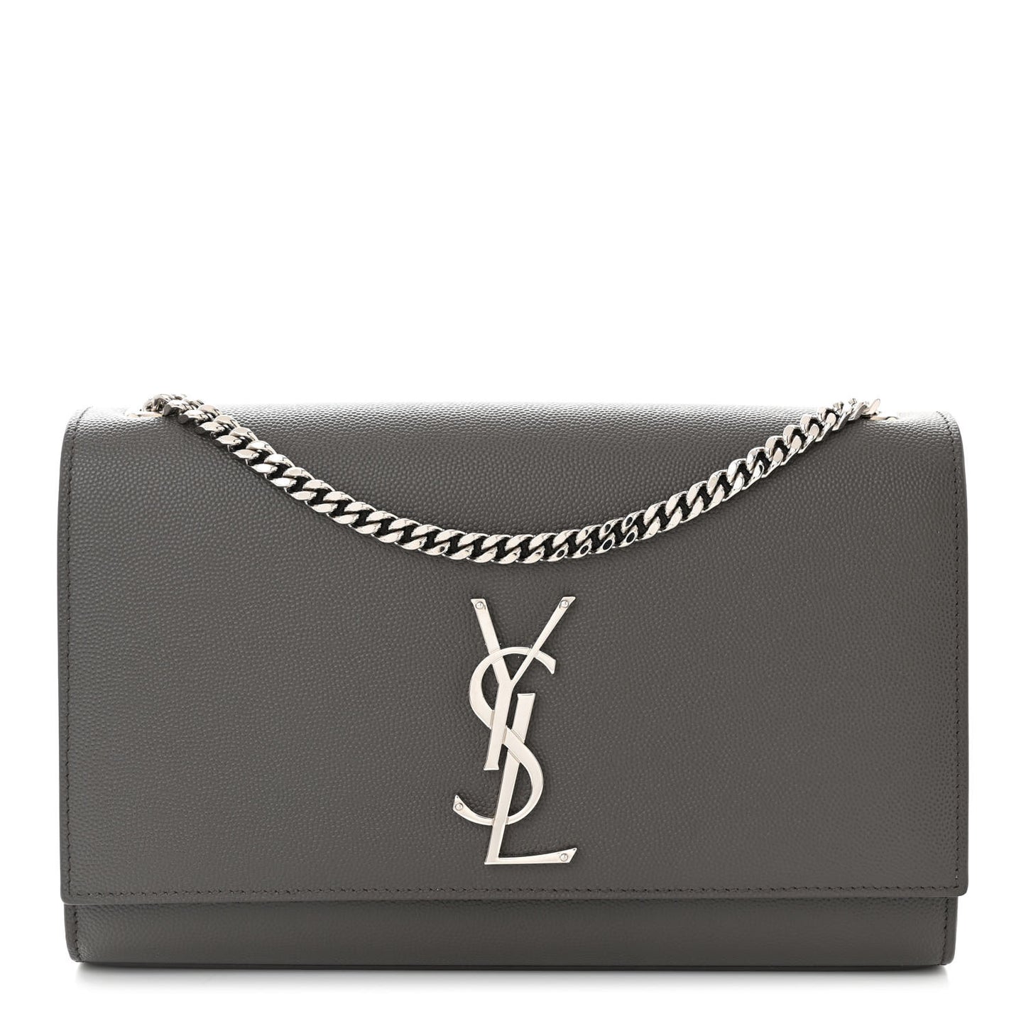 Grain De Poudre Medium Classic Monogram Kate Satchel Earth Grey