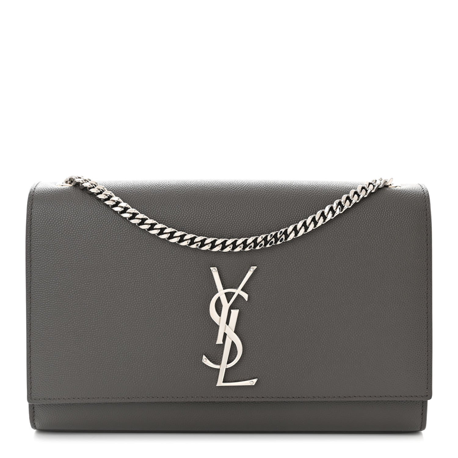 Saint Laurent Grain De Poudre Medium Classic Monogram Kate Satchel Earth Grey 1 of 10