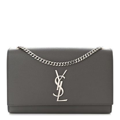 Saint Laurent Grain De Poudre Medium Classic Monogram Kate Satchel Earth Grey 1 of 10
