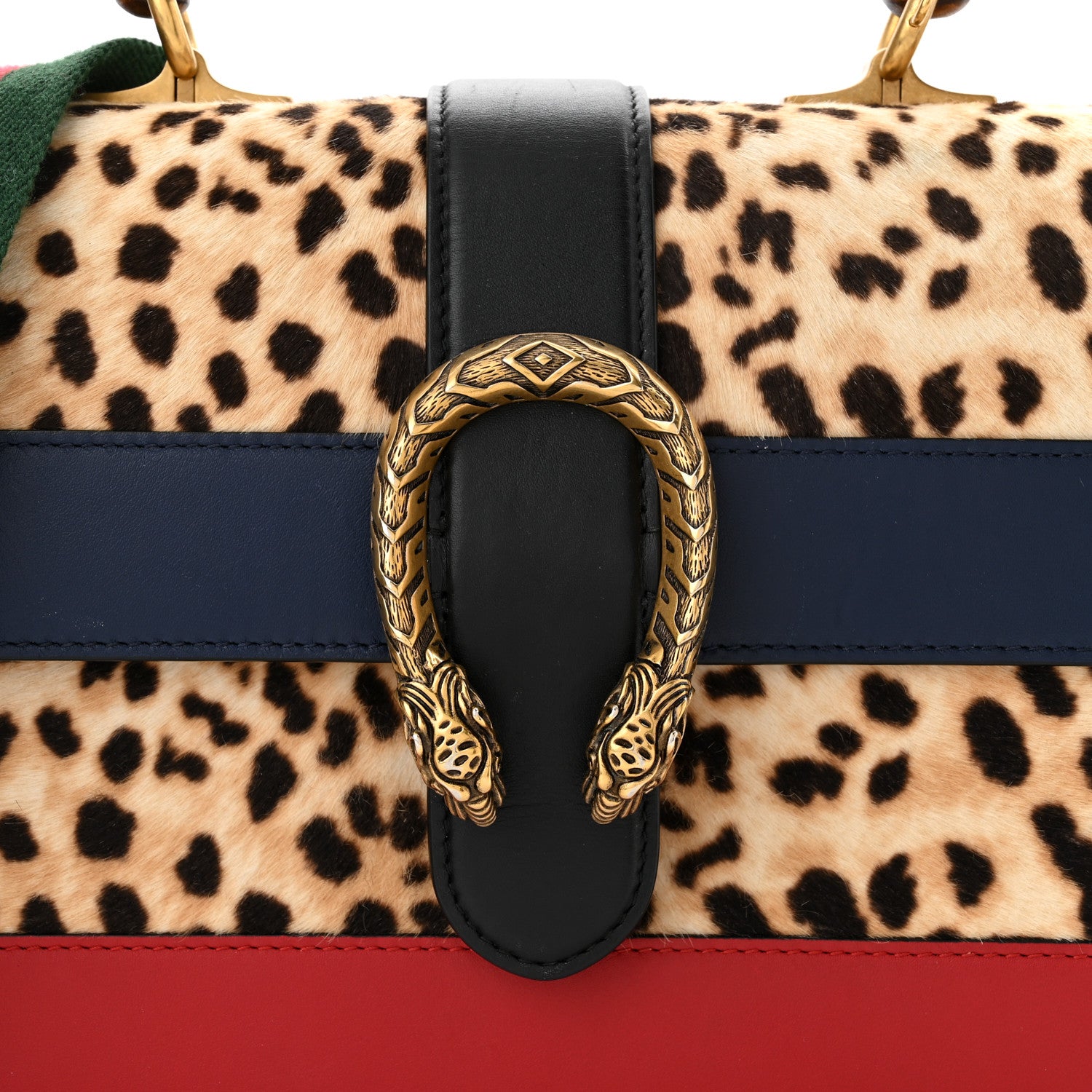 Gucci Calf Hair Calfskin Bamboo Web Leopard Print Medium Dionysus Top Handle Bag Natural Blue Agata Hibiscus Red 8 of 10