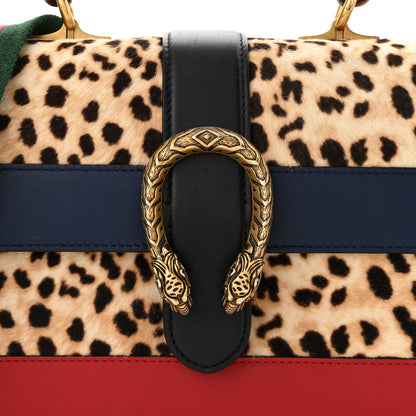 Gucci Calf Hair Calfskin Bamboo Web Leopard Print Medium Dionysus Top Handle Bag Natural Blue Agata Hibiscus Red 8 of 10