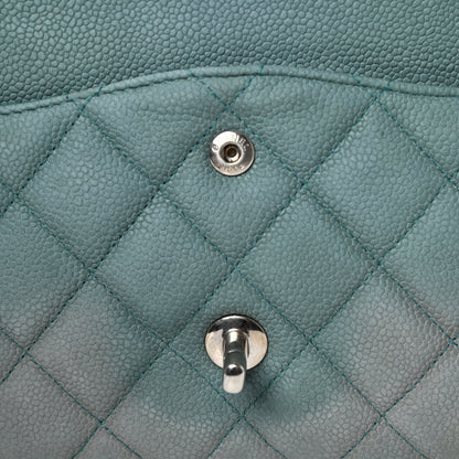 Chanel Iridescent Caviar Quilted Jumbo Double Flap Turquoise 11 of 13