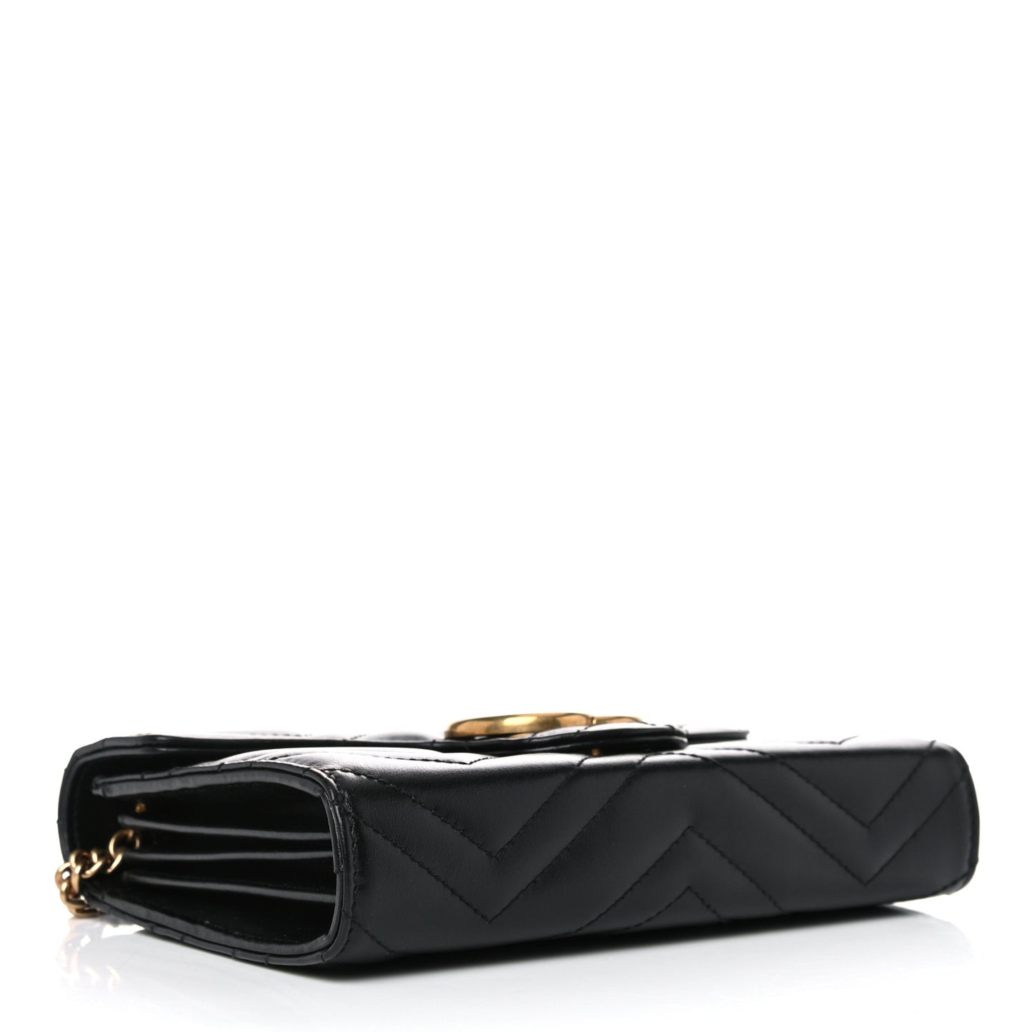 Calfskin Matelasse GG Marmont Chain Wallet Black