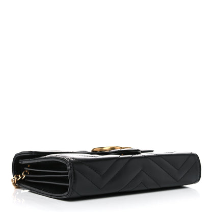 Gucci Calfskin Matelasse GG Marmont Chain Wallet Black 4 of 14