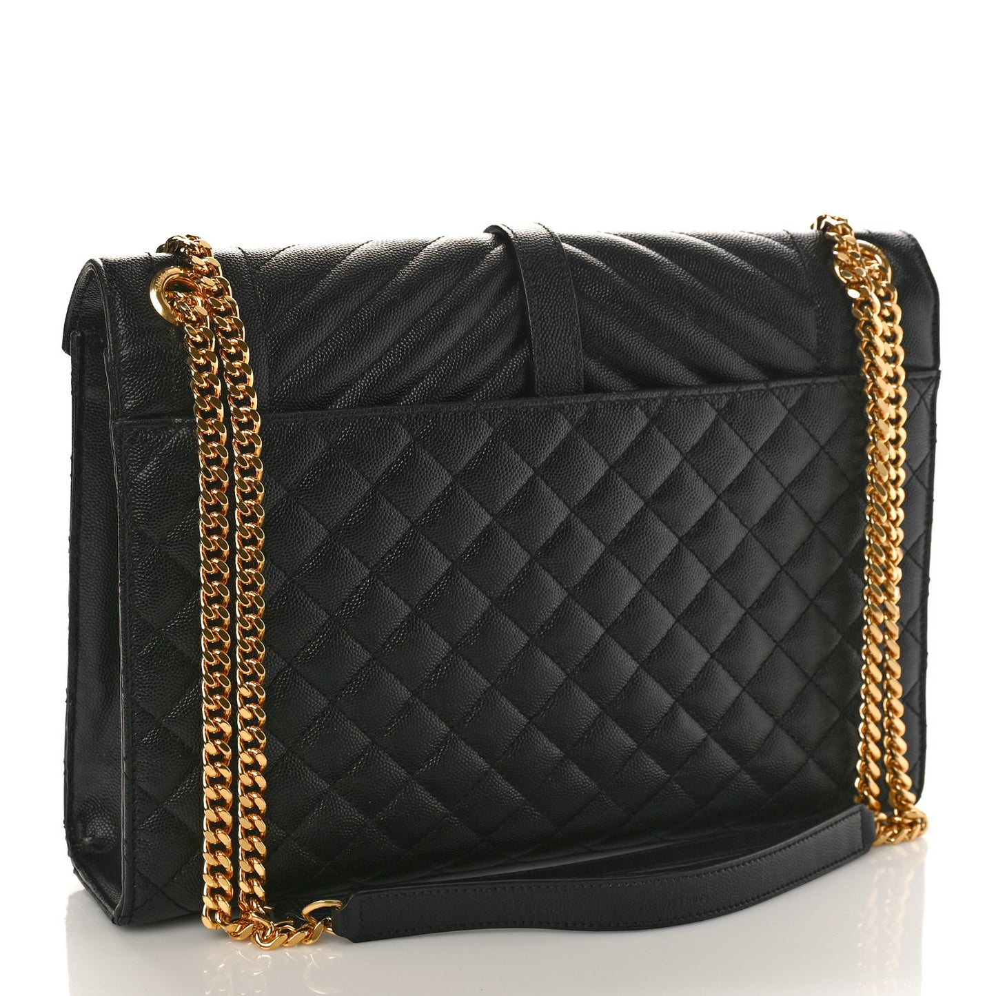 Grain De Poudre Textured Mixed Matelasse Large Triquilt Monogram Satchel Black