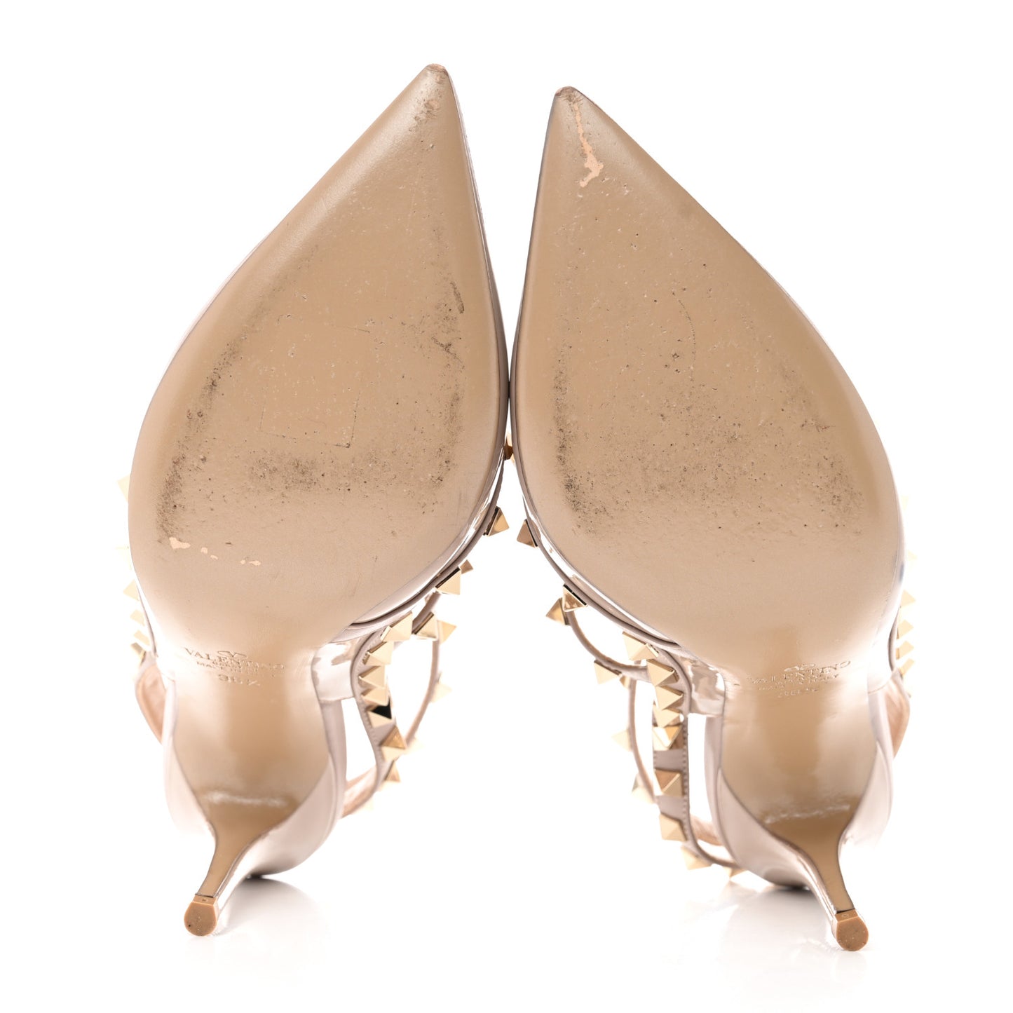 Patent Nappa Rockstud Ankle Strap 100mm Pumps 36.5 Poudre
