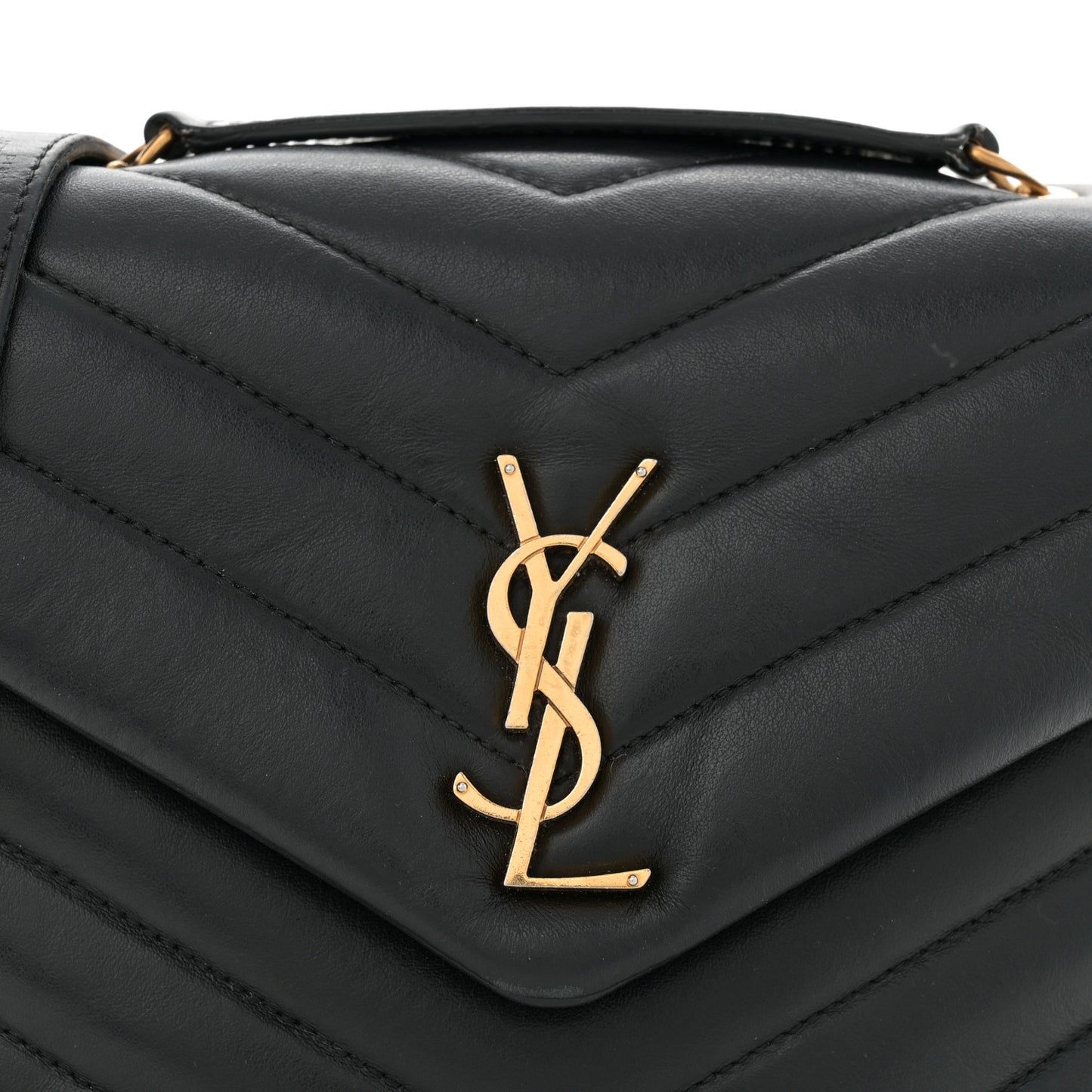 Calfskin Y Quilted Monogram Small Loulou Chain Satchel Black