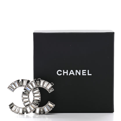 Chanel Crystal Baguette CC Brooch Silver Black 5 of 5