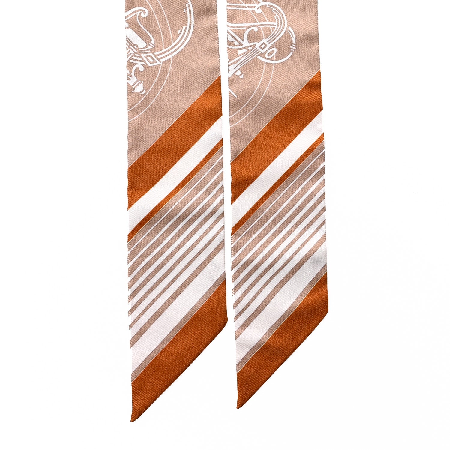 Hermes Silk Ex-Libris Twilly Beige White Caramel 2 of 4