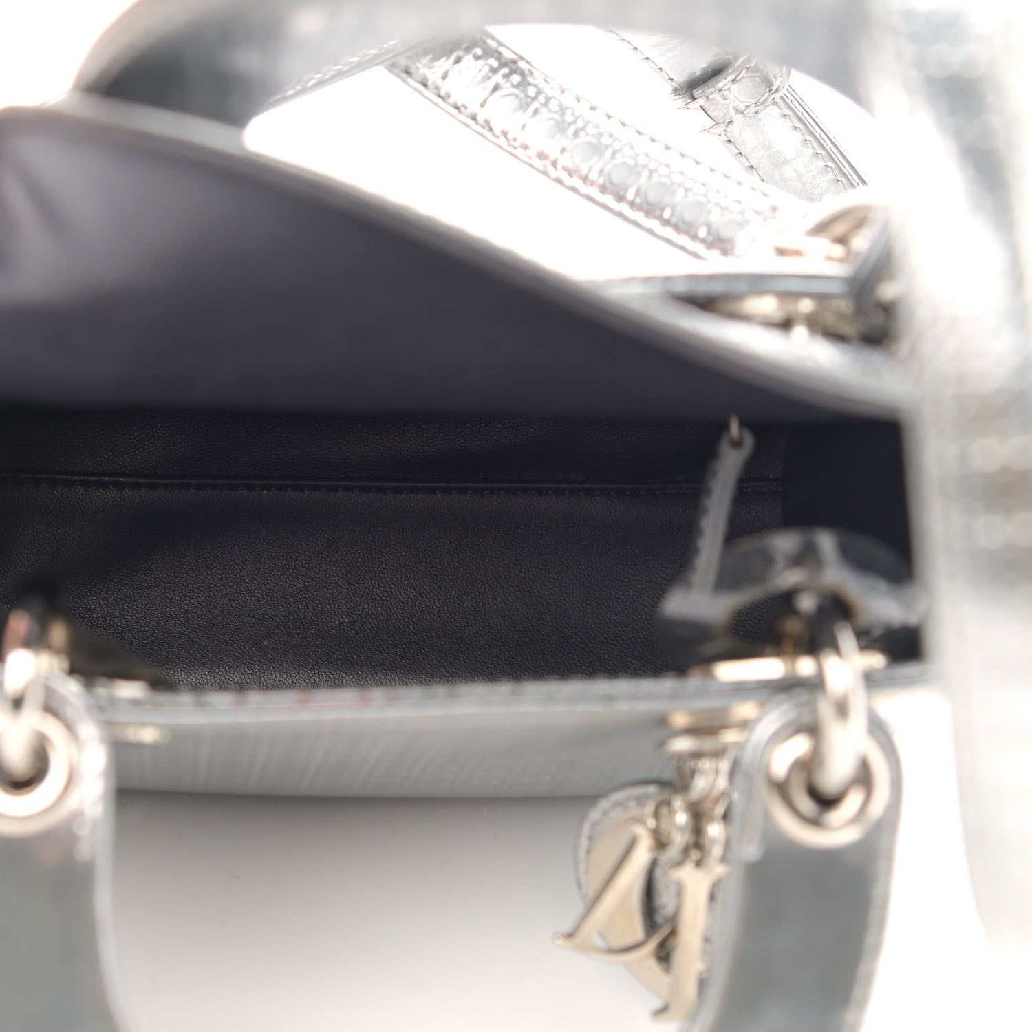 Christian Dior Metallic Patent Micro-Cannage Mini Lady Dior Silver 5 of 12