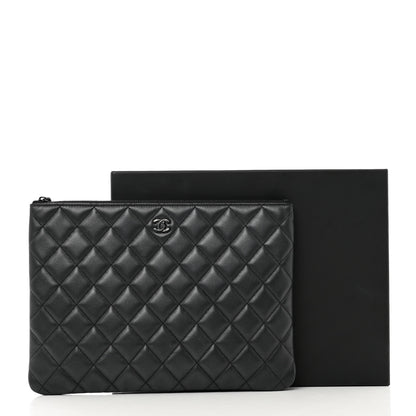 Chanel Pearly Lambskin Quilted Medium Cosmetic Case So Black 8 of 8