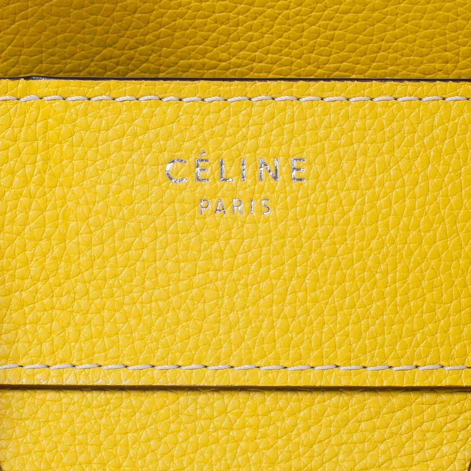 Celine Drummed Calfskin Mini Luggage Citron 5 of 10