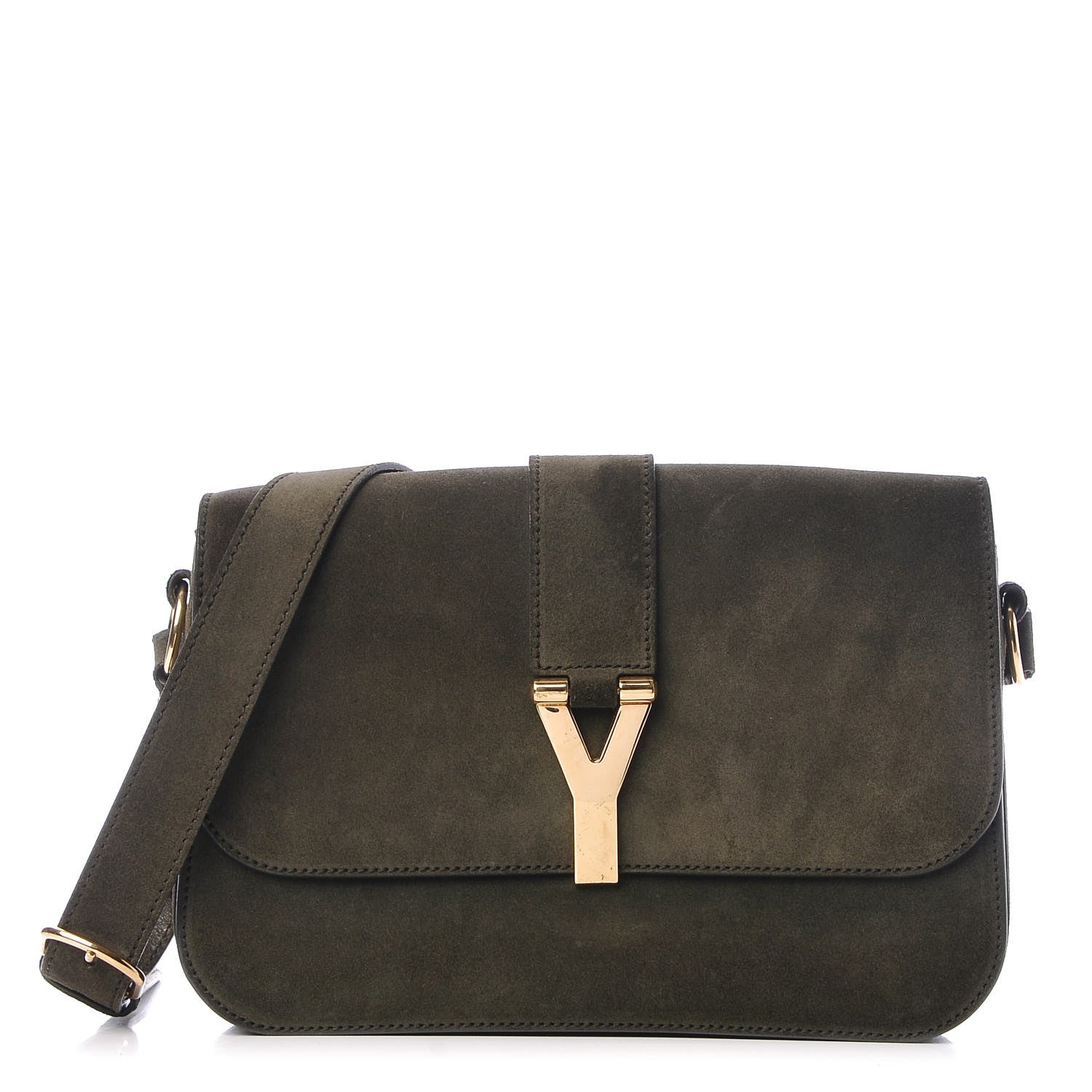 Saint Laurent Suede Large ChYc Flap Bag Green 1 of 9