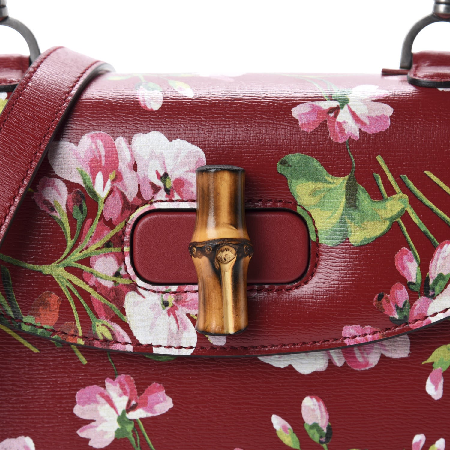 Gucci Shangai Calfskin Blooms Print Small Classic Bamboo Top Handle Bag Romantic Ceries Multicolor 12 of 12