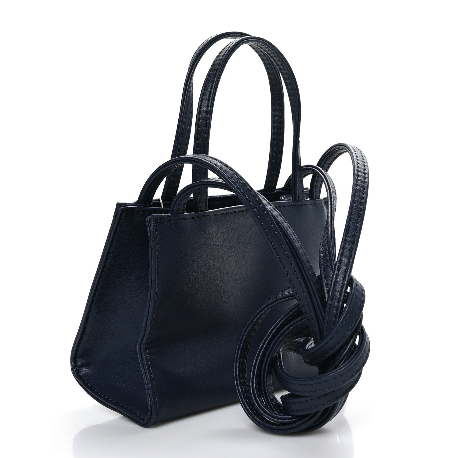 Telfar Vegan Leather Small Shopping Bag Navy 3 of 9