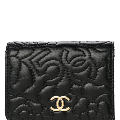 Chanel Lambskin Camellia Embossed Small Wallet Black 9 of 17