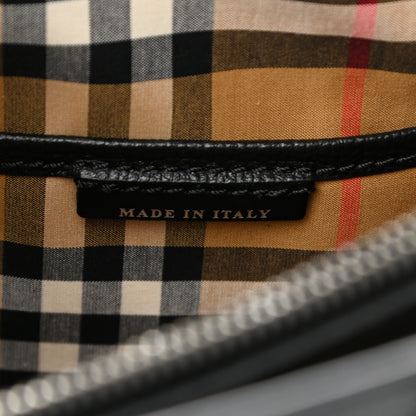 Burberry Derby Calfskin Vintage Check Medium Banner Tote Black 8 of 11