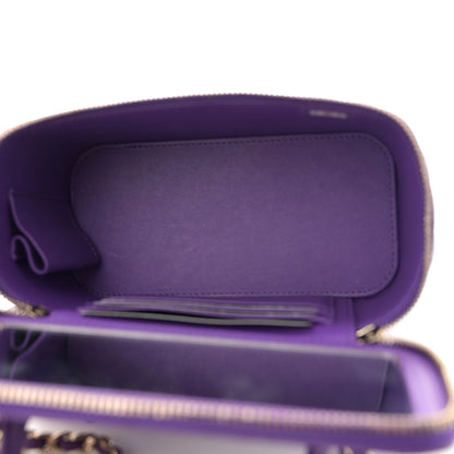 Chanel Lambskin Quilted Small Top Handle Vanity Case With Chain Purple 5 of 11