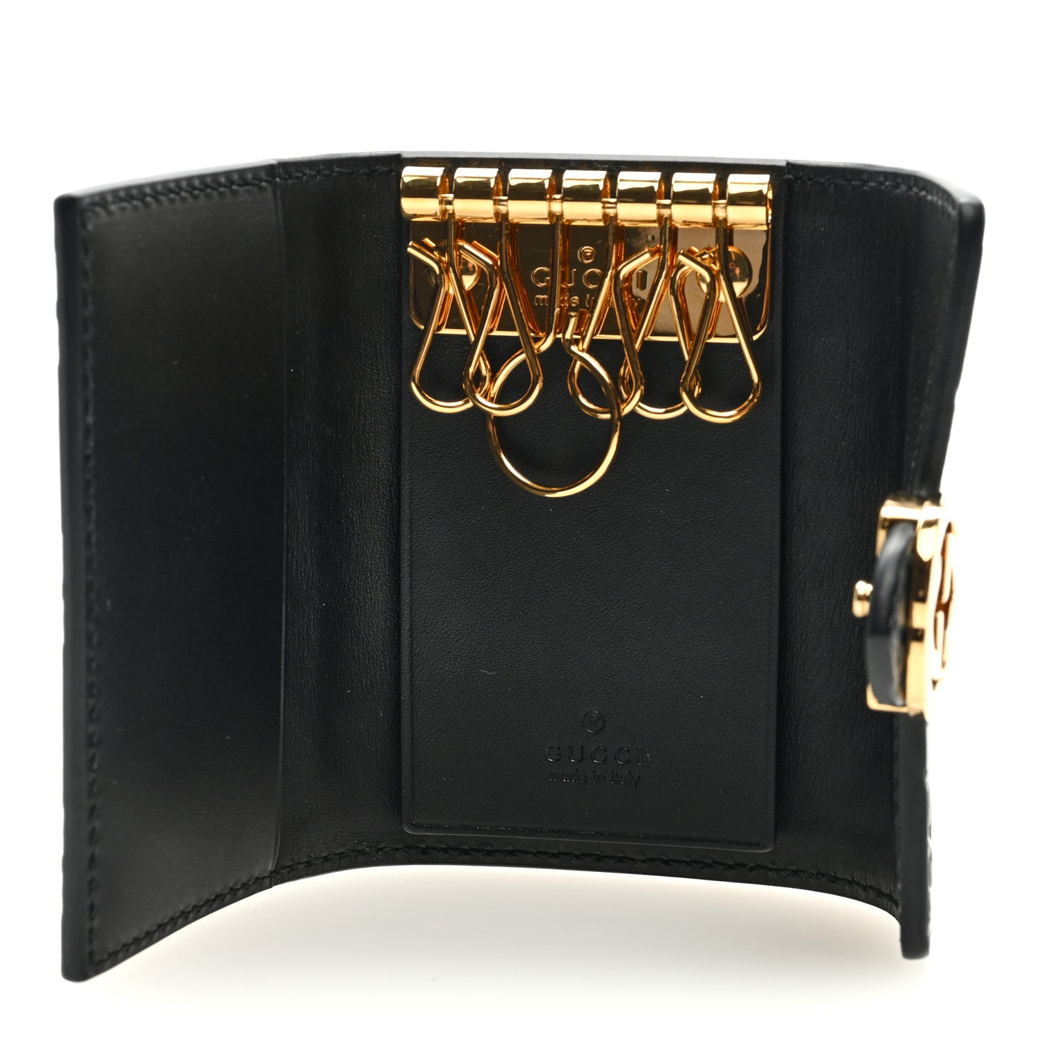 Gucci Guccissima Icon Signature 6 Key Holder Case Black 5 of 6