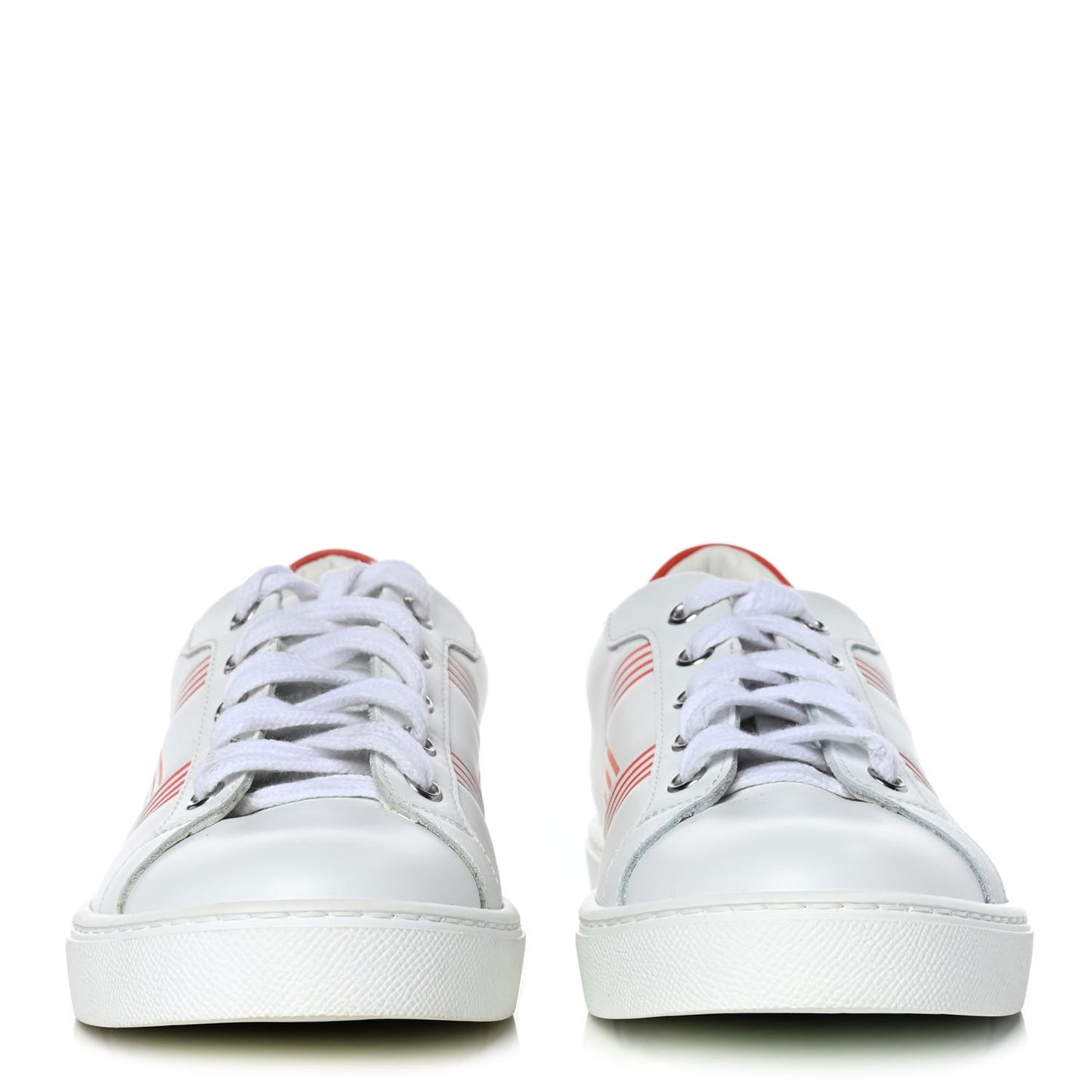 Calfskin Womens Advantage Sneakers 36.5 White Orange