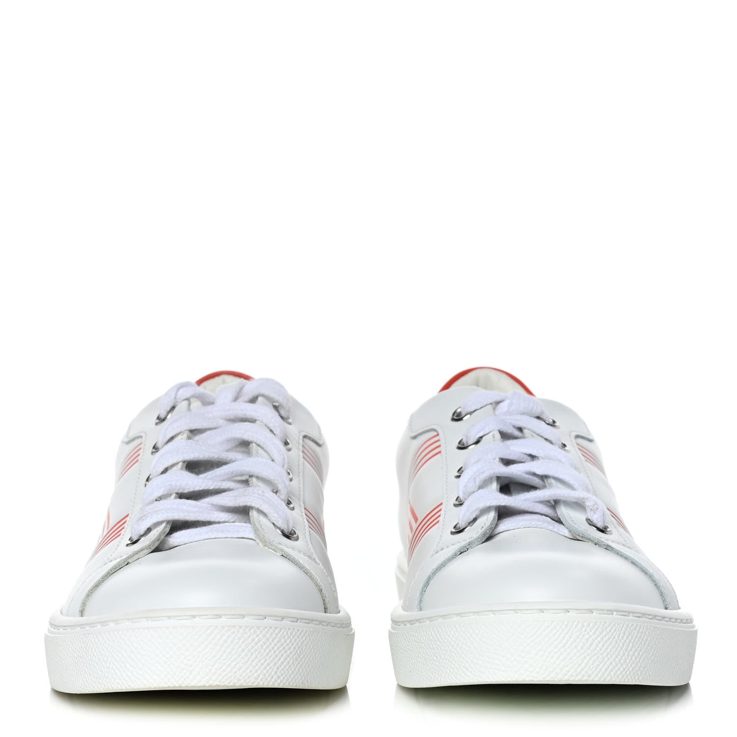Hermes Calfskin Womens Advantage Sneakers 36.5 White Orange 2 of 11
